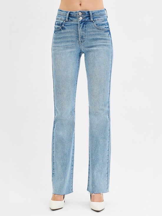Risen Jeans Denim - RDP5843 LIGHT Risen Tummy Control High Rise Bootcut Double Waist Band Jeans